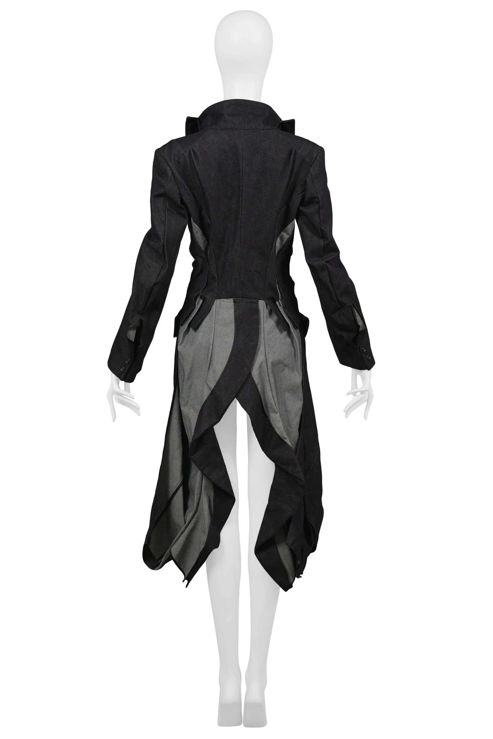 JUNYA WATANABE DENIM & BLACK SATIN COAT 2007